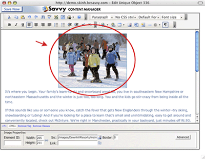 Inserting images with Savvy is easy